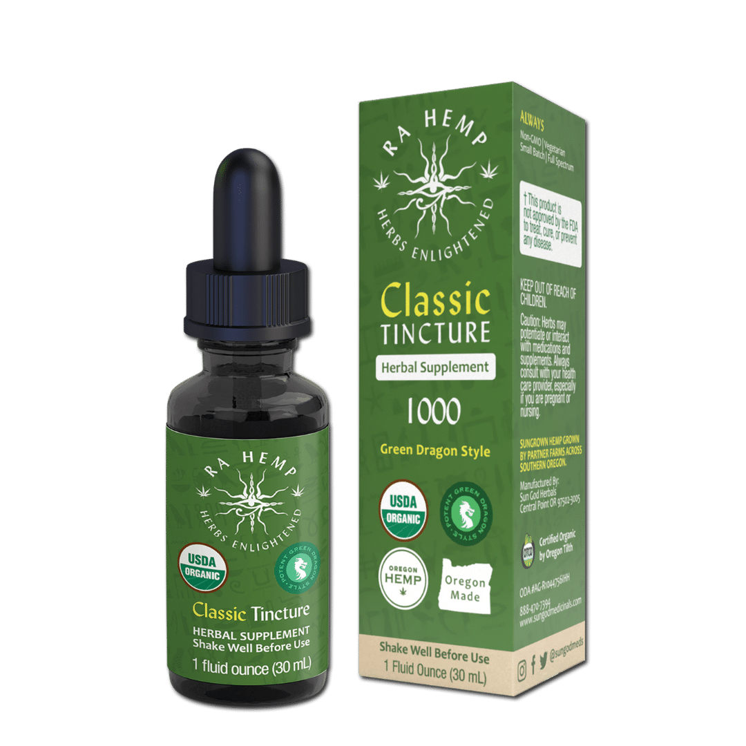 Organic Ra Hemp Classic "Green Dragon Style" Tincture 1000 - Sun God Medicinals
