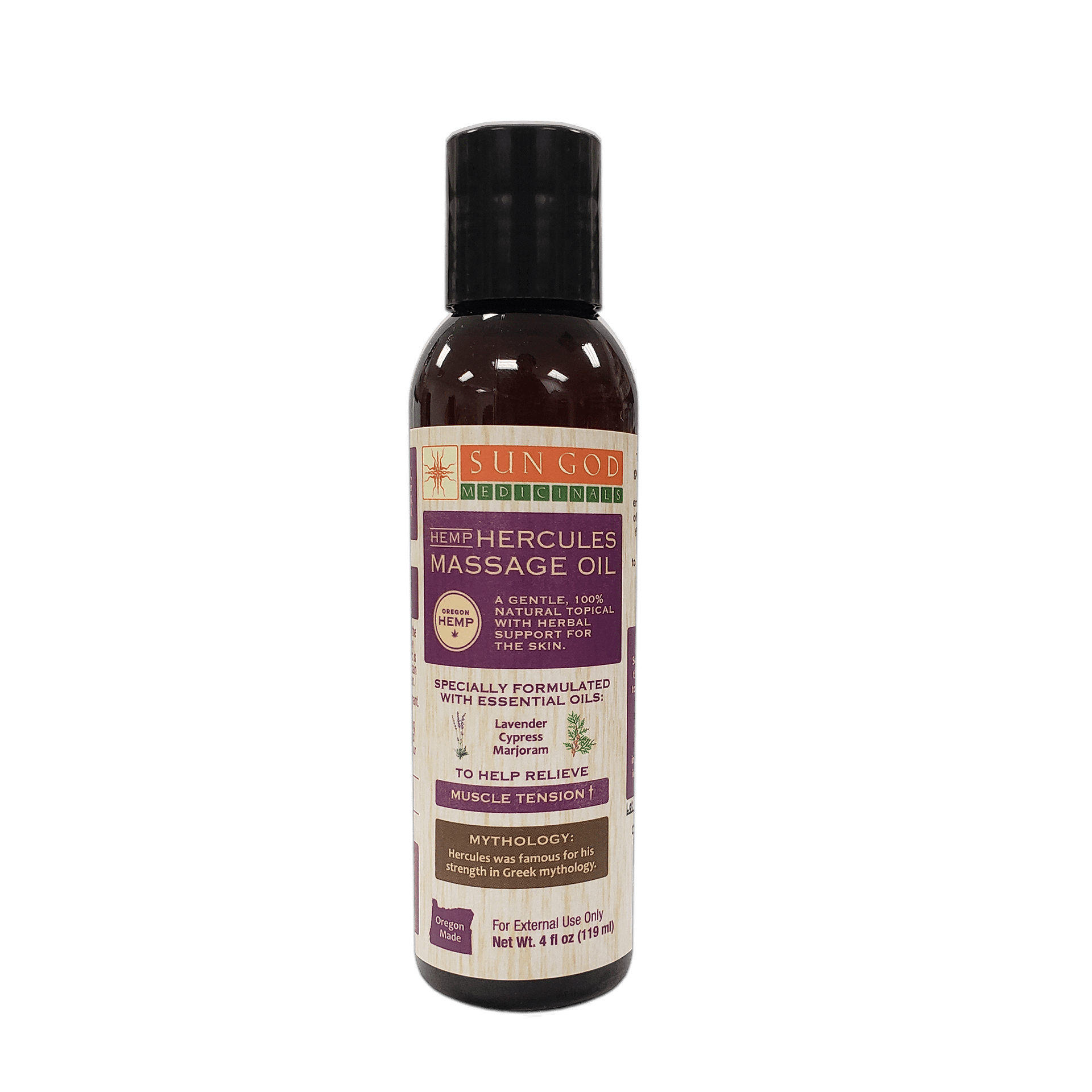 Hercules Hemp Massage Oil - 4 oz. - Sun God Medicinals